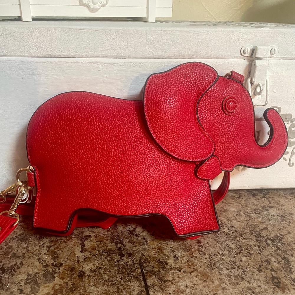 Red Elephant Shaped Crossbody Bag